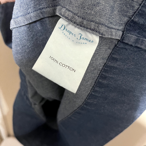 Draper James Size 6 Denim Shirt Dress Blue Jean Ruffle front cotton chambray - Picture 5 of 7